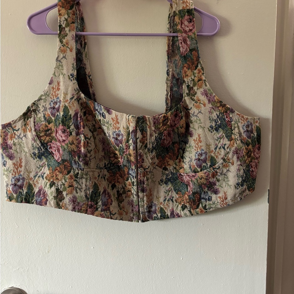 Wild Fable hook and eye crop renaissance inspired top